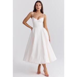 House of CB Mademoiselle White Tulle Midi Dress